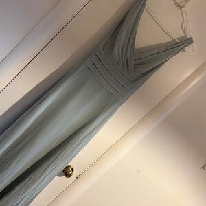 David's Bridal Elegant V-Neck Maxi Dress in Sage